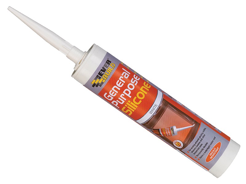 2x Everbuild General Purpose Silicone Sealant Waterproof Mould Bath Sink - White - Image 32