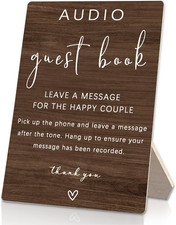 Audio Guestbook Sign, Audio Phone Guestbook Wooden Stand 5x7inch, Wedding Teleph