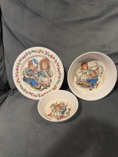 Raggedy Ann and Andy 3 Piece Setting Melamine Child  s Bowls  Plate