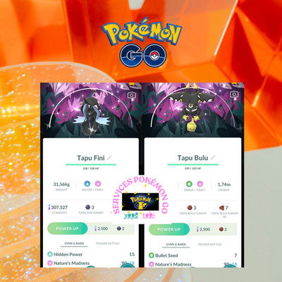 Pokémon Go  SHINY  TAPUFINI  TAPUBULU  SPECIAL BACK GROUND  TR DE OR P T C