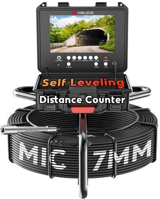 Sewer Camera Self Leveling 100ft, 7mm Thicker Cable Drain Cameras with Distan...