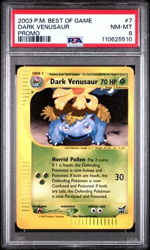 2003 POKEMON BEST OF GAME PROMO #7 DARK VENUSAUR PSA 8