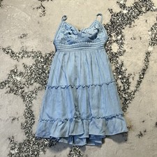 Love Tree Dress Womens Size Large Light Blue Crochet Bodice Tiered Mini