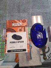 3" Grav Glass Pebble Spoon Smoking Hand Pipe Blue 