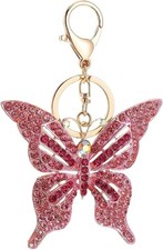 Rhinestones Butterfly Keychain Crystal Bag Purse Charm for Women