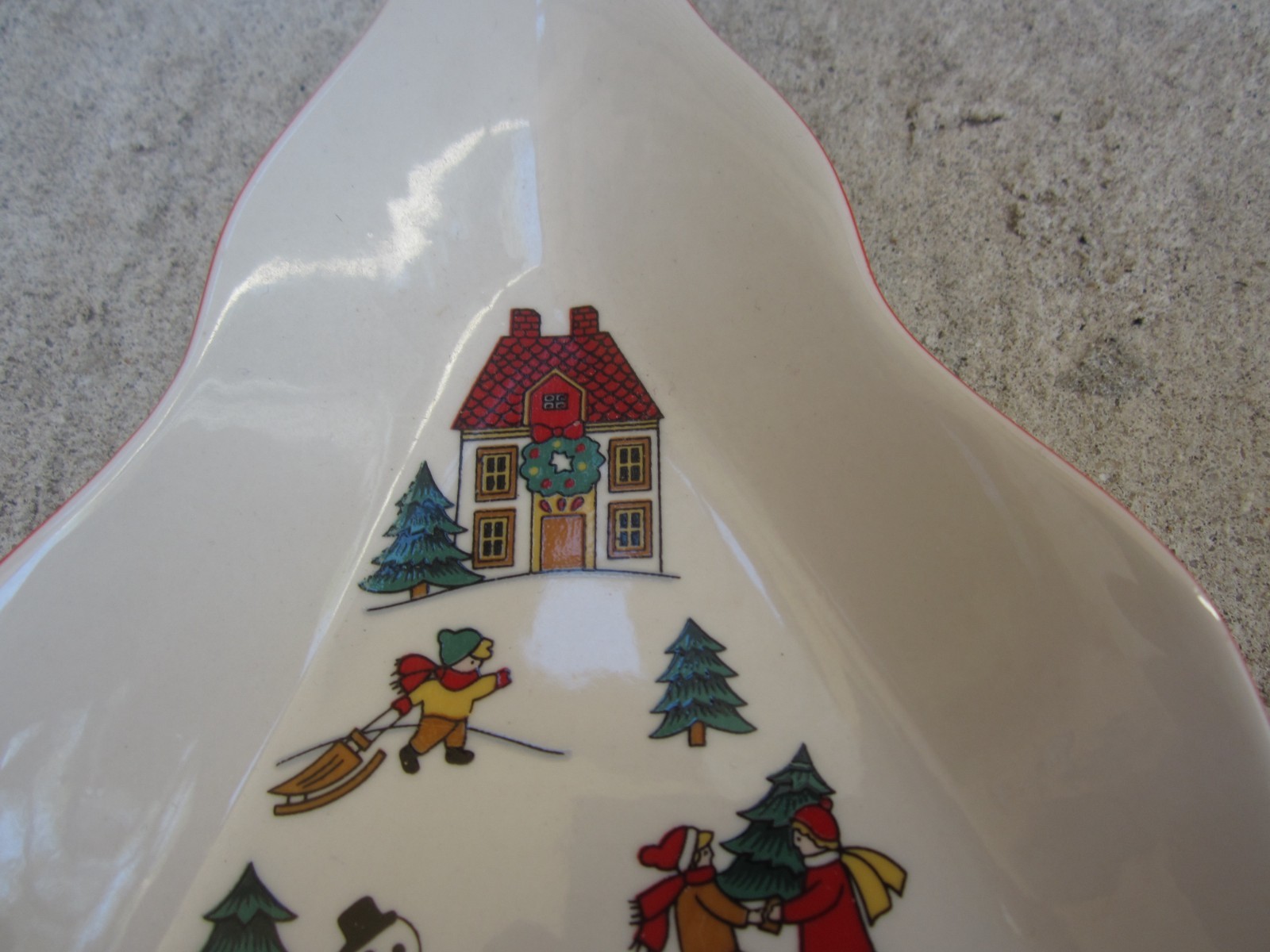 VTG 1987 Jamestown China The Joy Of Christmas Tree Shaped Dish Tray Bowl Trinket