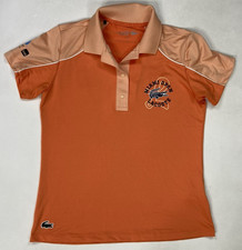 Lacoste Sport Miami Open Tennis Polo Shirt Women Sz Slim 36 Orange Short Sleeve