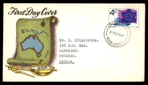 Mayfairstamps Australia FDC 1967 World YMCA Council Map Compass First Day Cover