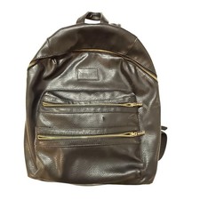 The Honest Co Backpack Diaper Bag Black Faux Leather Minimalist Gold Zipper Bag