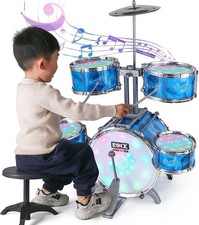 Kids Drum Set for Toddlers with 5 High Drums  Lights Vibrating-Controlled ...