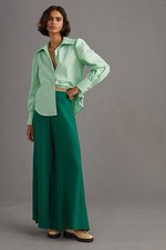 Anthro Corey Lynn Calter Green Dramatic Wide Leg Pants S Eclectic St Patrick’s