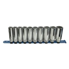 Wright Tool  473  Metric  1/2 In. Drive 10 Piece 12-Point Deep Socket Set - USA