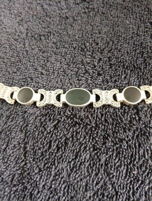 ARMBAND SILBER UND SCHWARZER ONYX PLUS WEISSMETALLPERLEN