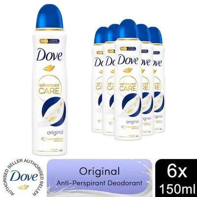 6x Dove Anti-Transpirant Advanced Care Original 72H Deodorant für Damen, 150ml