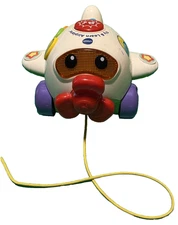 VTECH Fly And Learn Airplane Pull Toy Lights & Sounds Tested Works