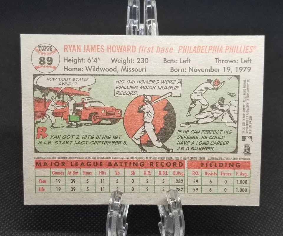 2005 Topps Heritage Ryan Howard #89 - Philadelphia Phillies - Image 2 of 2