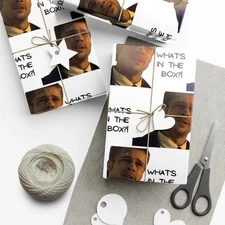 What's in the Box Funny Gift Wrap for Christmas, Brad Pitt Se7en Wrapping Paper