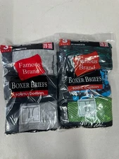 Men's Fruit of the Loom Boxer Briefs 6 Pairs Multicolored 100% Cotton - Small