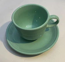 Vintage Fiesta Cup and Saucer Set Mint Green Fiesta Set VERY GOOD (Sea Mist?)