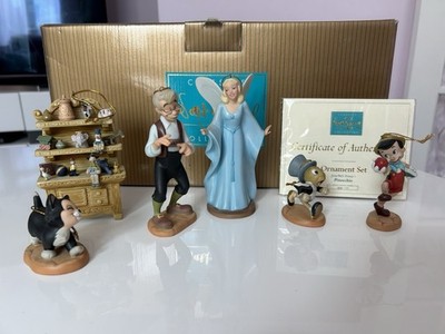 WDCC Disney Pinocchio komplettes Set Geppetto s Werkbank blaue Fee Ornamente limitierte Ausgabe