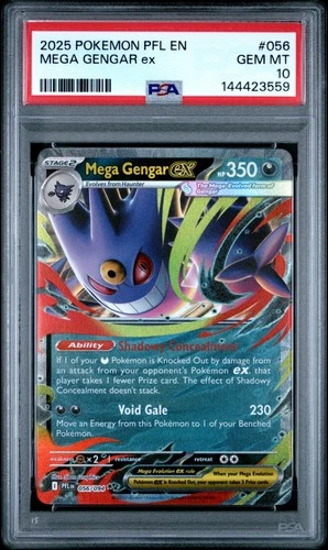2025 POKEMON PFL EN-PHANTASMAL FLAMES #056 MEGA GENGAR EX PSA 10