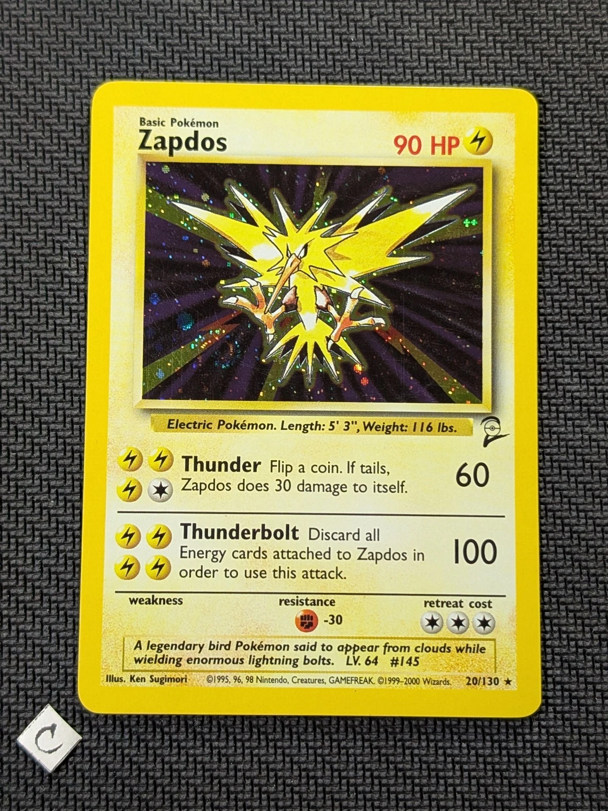 Deal for Zapdos 20/130 - Base Set 2 Holo Rare Pokemon TCG MP Swirl