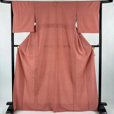 Edo Komon M Size Used Shark Pattern Vermilion Polyester Kimono