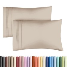 2 Pack Queen Size Pillow Covers, Stain Resistant, Machine Washable, Brown