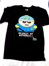 New 1998 Vintage South Park T-Shirt Cartman Respect My Authority - Black size L