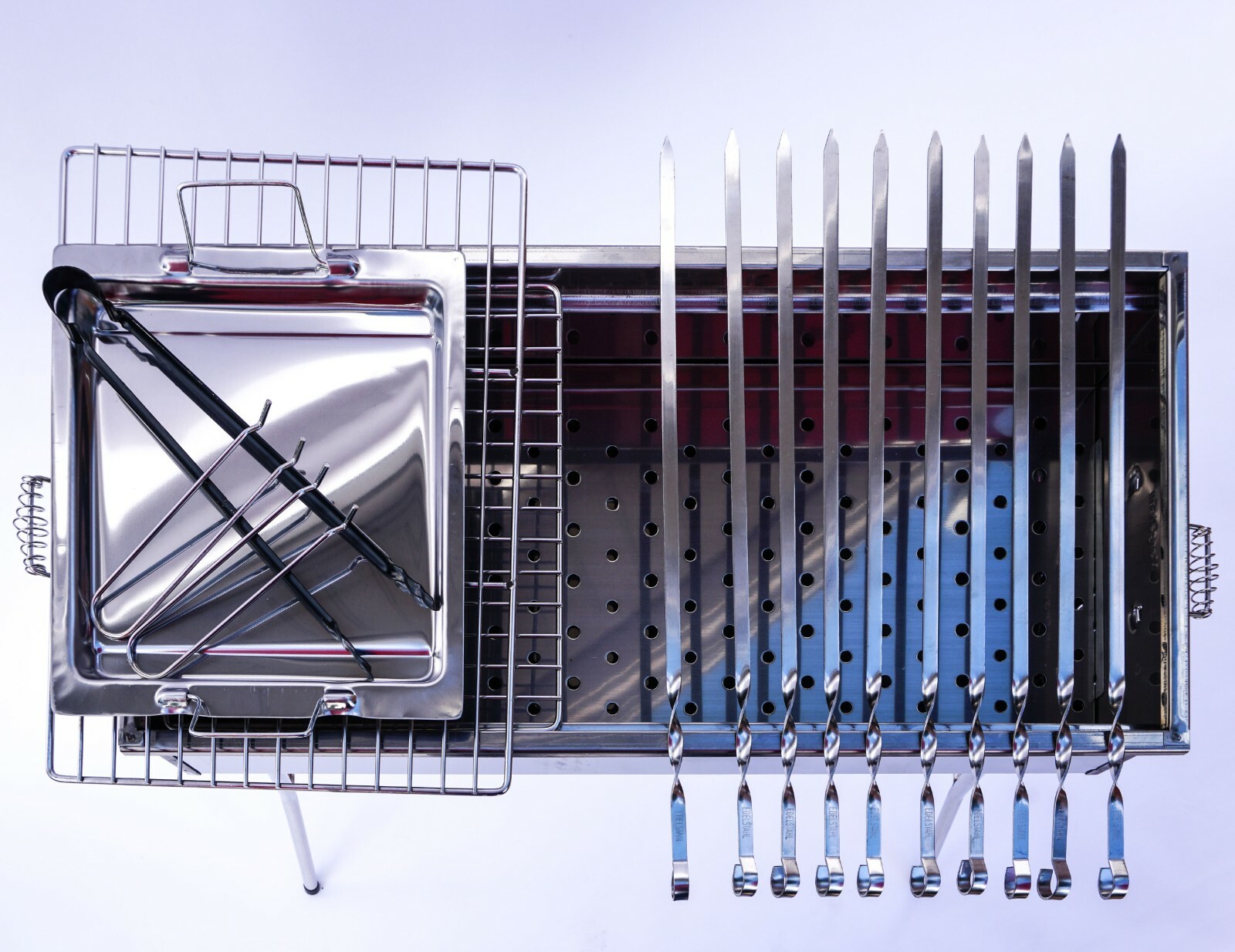 Stainless Steel Charcoal Grill Mangal BBQ Portable Shish Kebab Kabab