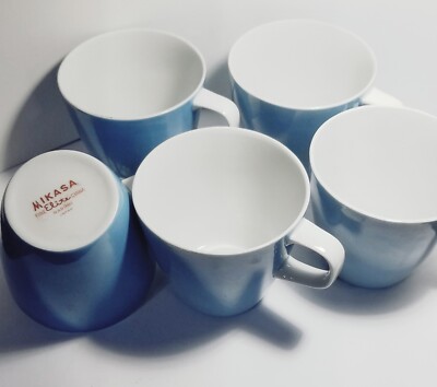 Lot Of Cups Mikasa Narumi Fine China Japan Turquoise White Blue