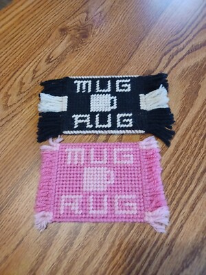 Vintage Yarn Craft Mug Rug ~ Needle Point Coffee Cup Coaster (2)