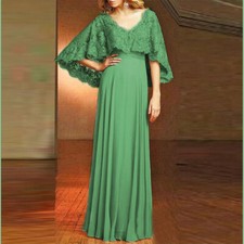 Green Mother Of the Bride Dress Applique V-Neck A-line Wedding Party Guest Gowns