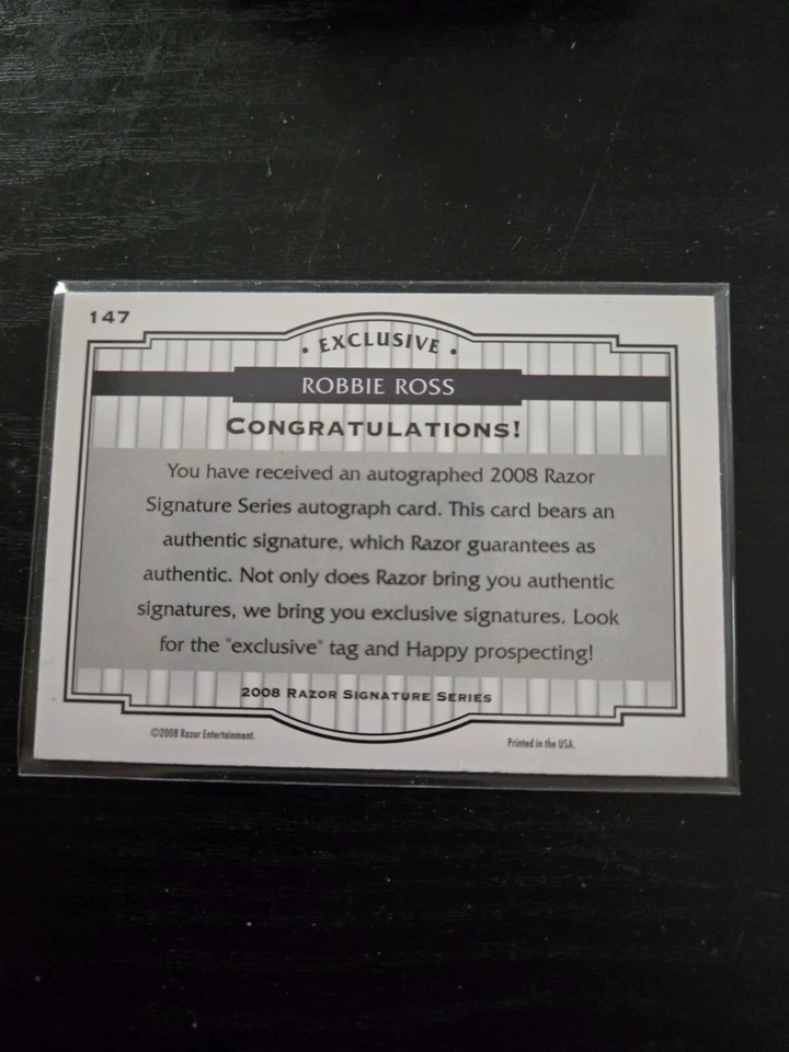 2008 Razor Signature Series Black /199 Robbie Ross #147 Auto RC Autograph - Image 2 of 2