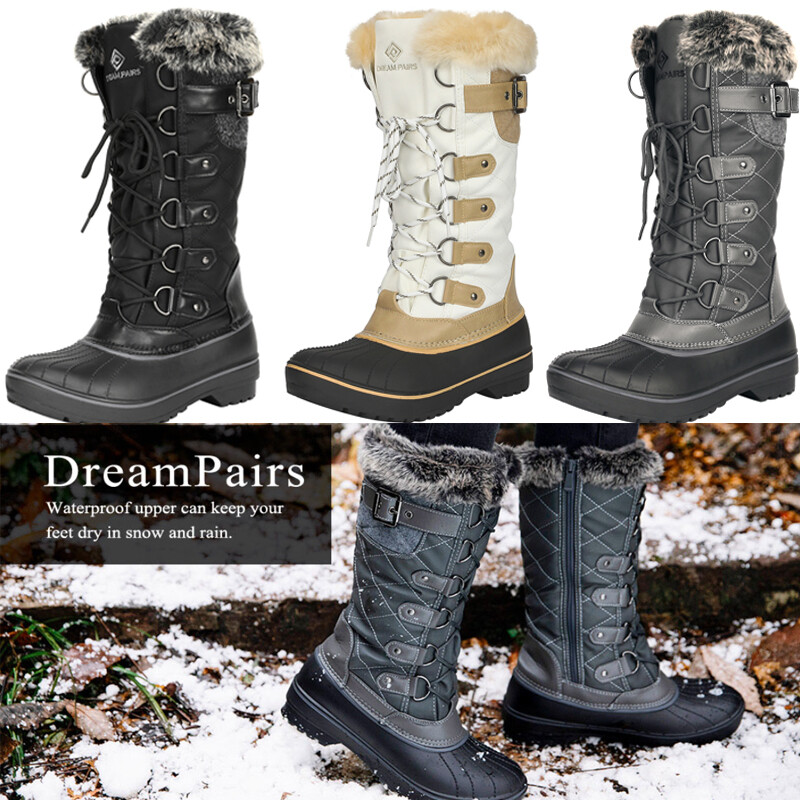 Dream Pairs Women's DP Warm Faux Fur Lined Mid Calf Winter Snow Boots
