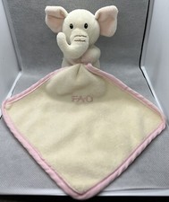FAO Elephant Plush 2010 Toys R Us Cream Pink Security Soother. Small Stain.