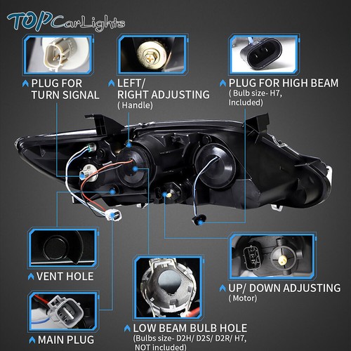 VLAND LED Projector Headlights For 2010-2011 Toyota Camry Sedan w/Sequential - Foto 8 di 13