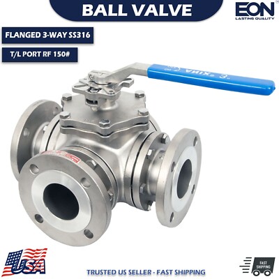 ANIX 3'' inch T Port 3-Way Ball Valve Flanged Class 150# Stainless Steel API 598