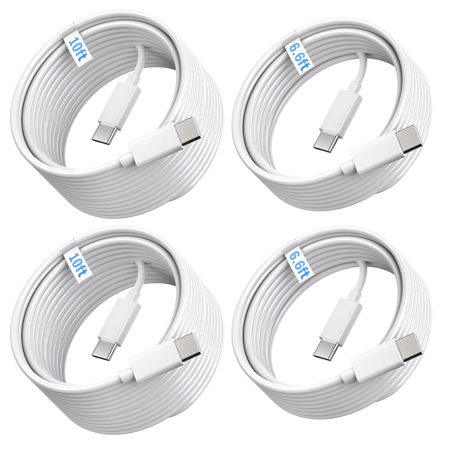 4-Pack [ 2X6Ft + 2X10Ft ] 60W USB C to C Fast Charging Cable, Type C to C Charge
