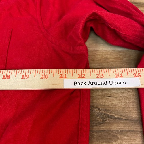 Lands End Flannel Shirt Mens Medium Red Chamois Button Down Long Sleeve Cotton - Picture 8 of 9