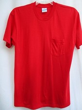 VTG 70'S..MADE IN USA..FELDMASTER..ONE POCKET..RED..T-SHIRT..sz L..DEAD STOCK