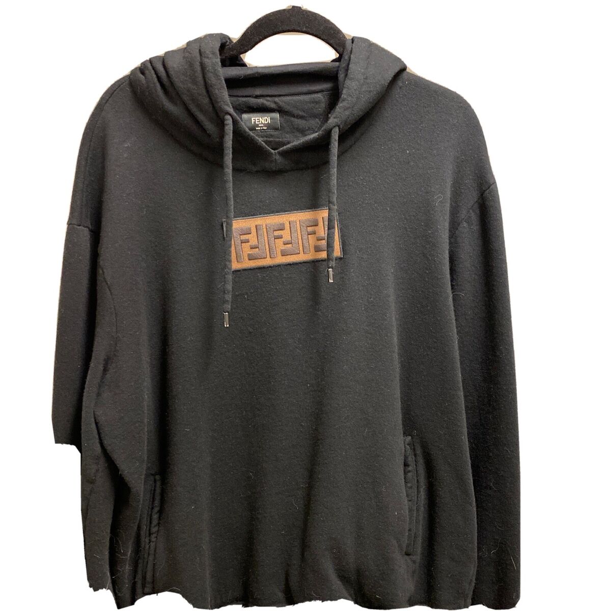 Fendi Embroidered FF Logo Black Hoodie Sz. 54 XXL Excellent Fendi Embroidered FF Logo Black Hoodie Sz. 54 XXL Excellent