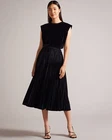 Ted Baker London Gjill Pleated Satin Midi Skirt - Size 2