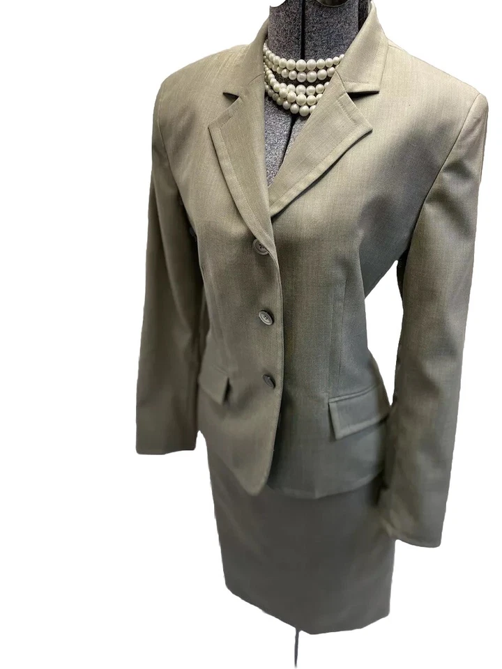 Traje Falda Anne Klein Talla Pequeña 12P Se Ajusta Como 10P Conjunto de Dos Piezas 32X23 Bolsillos Foto 3 de 4