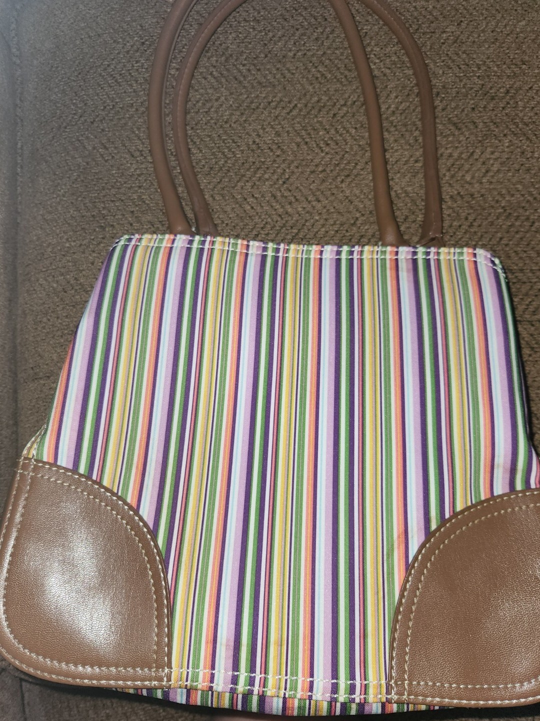 Liz Claiborne pretty striped rectangular shoulder… - image 2