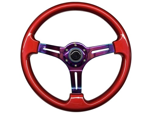 Volante TS Rosso Neo Cromato + Sgancio Rapido Boss 42BK per TOYOTA - Foto 2 di 4