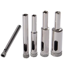 5 Pcs Diamond Drill Bit Set 3/16, 1/4, 5/16, 3/8, 1/2 inch Tiles Glass Drill Bit
