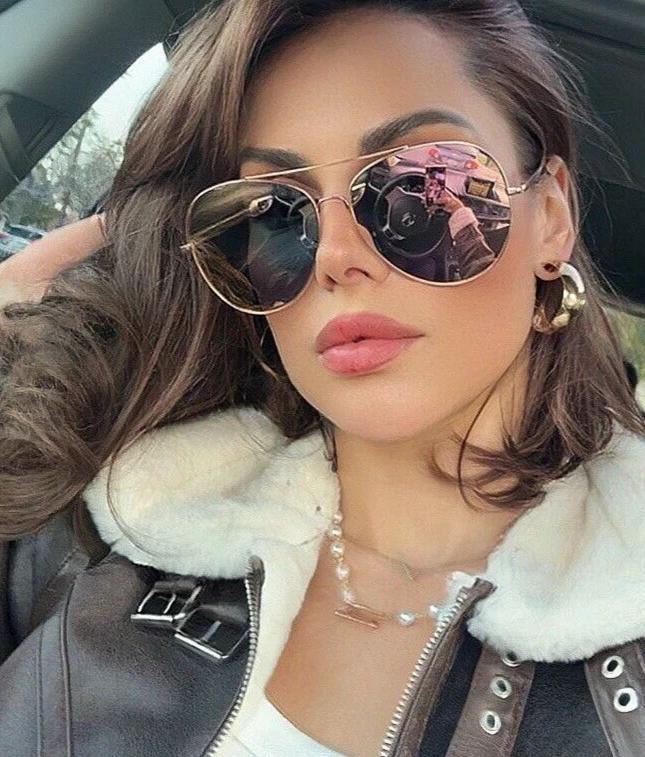 XXL OVERSIZE Aviator "ROSE GOLD STAR" Espejo Reflectante Metal Gafas de sol Sombreado Foto 2 de 4