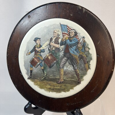 The Spirit of  76 Willard Round Wood Ceramic Wall Decor Trivet USA Birthday 4th