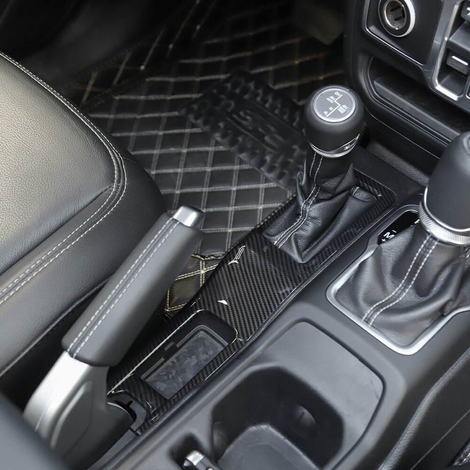 Carbon Fiber Style 4WD Gear Shift Panel Trim Cover For Jeep Wrangler JL & JT (2018+)